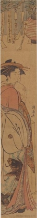 Torii Kiyonaga, 鳥居清長 (Torii Kiyonaga)による浮世絵「A Yüjo Walking Under a Festival Decoration」