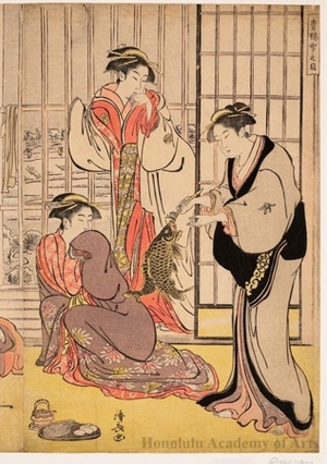 Torii Kiyonaga: Morning Snow at the Brothel House - Honolulu Museum of Art