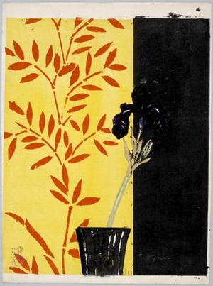 Onchi Koshiro: Flower in Pot (Descriptive Title) - Honolulu Museum of Art