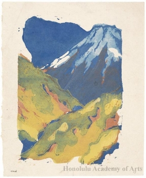 Onchi Koshiro: Poem, Mt. Fuji (Book Illustration) - Honolulu Museum of Art