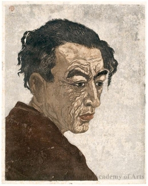 恩地孝四郎: Author of Ice Isle (Hyötö): Portrait of Hagiwara Sakutarö - ホノルル美術館