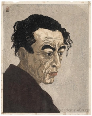 Onchi Koshiro: Author of Ice Isle (Hyötö): Portrait of Hagiwara Sakutarö - Honolulu Museum of Art
