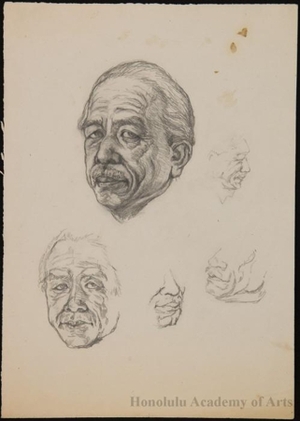 Onchi Koshiro: Pencil Studies of Mr. Fujikake Shizuya - Honolulu Museum of Art
