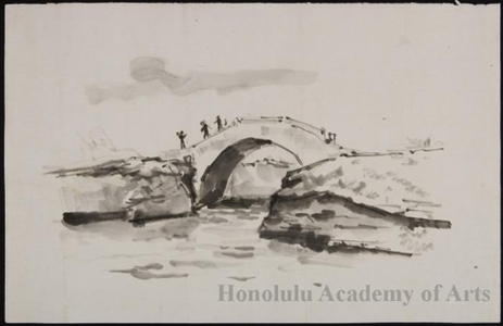 Onchi Koshiro: Brush Sketch of Bridge - Honolulu Museum of Art