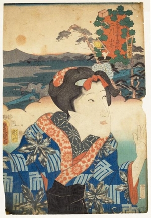 Utagawa Kunisada: Futakawa: Ichikawa Monnosuke III as Kofuyu - Honolulu Museum of Art