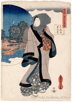 Utagawa Kunisada: Winter Moon at Matsuchiyama - Honolulu Museum of Art