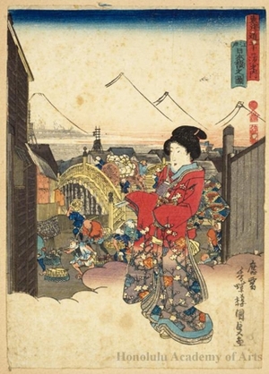 Utagawa Kunisada, 歌川国貞 (Utagawa Kunisada I (Toyokuni III))による浮世絵「Nihonbashi」