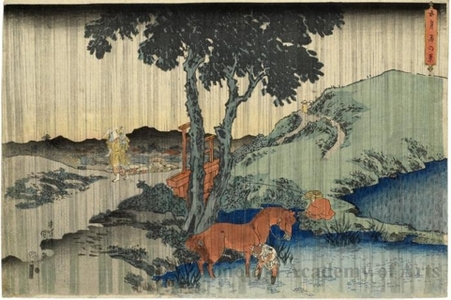 Utagawa Kunisada: Rain in May (Landscape) - Honolulu Museum of Art
