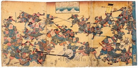 Japanese Print "Tale of War on Chess Board" by Utagawa Kuniyoshi, 歌川国芳 (Utagawa Kuniyoshi)