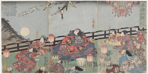 Utagawa Kuniyoshi: View of Frying Geese from Balcony - Honolulu Museum of Art