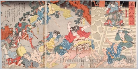 Utagawa Kuniyoshi: Evening Bell at Shoshazan: Story of Oniwakamaru - Honolulu Museum of Art