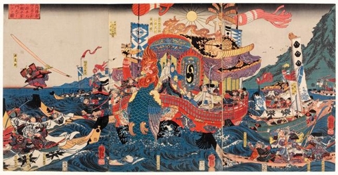 Utagawa Kuniyoshi: Battle at Dannoura - Honolulu Museum of Art