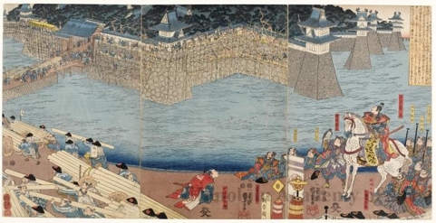 Utagawa Kuniyoshi, 歌川国芳 (Utagawa Kuniyoshi)による浮世絵「Restoration of a Castle by Öta Shunei」