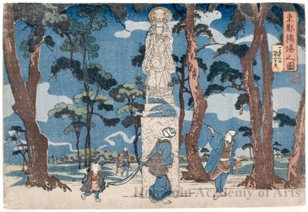 Utagawa Kuniyoshi: Picture of Hashiba with Statue of Jizö Bosatsu - Honolulu Museum of Art