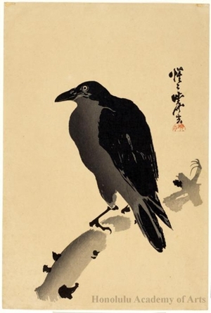 無款: Crow on Branch (Descriptive Title) - ホノルル美術館