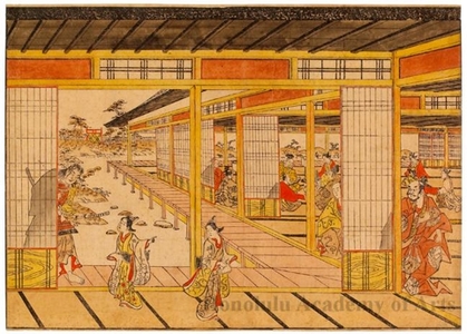 奥村政信: Soga Gorö at the Banquet of Wada no Yoshimori, from Soga Monogatari - ホノルル美術館