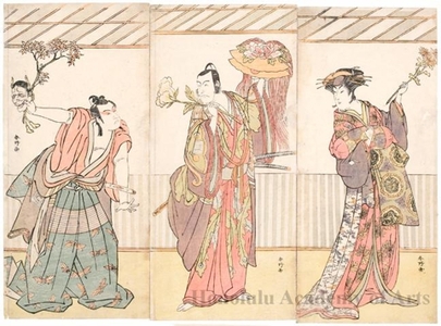 勝川春好: Segawa Kikunojö III, Ichikawa Danjürö V, ichikawa Mon’nosuke II - ホノルル美術館