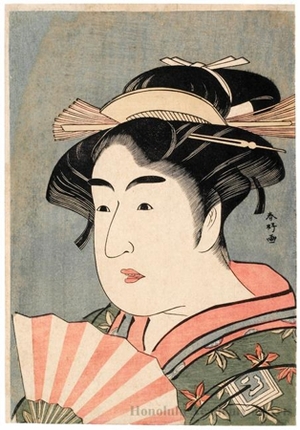 勝川春好: Ichikawa Monnosuke II as O-some - ホノルル美術館