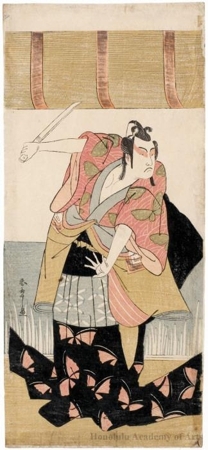 勝川春章: Ichikawa Monnosuke II as Soga-no-Gorö - ホノルル美術館