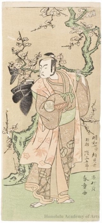 勝川春章: The Actor Arashi Sangorö II as Yoritomo Disguised as Eboshiori Daitarö - ホノルル美術館