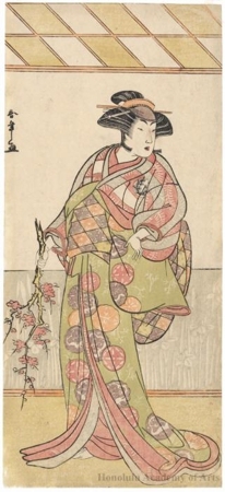 勝川春章: Nakamura Rikö I as Kikuchi Hyögo’s Wife Michishio Disguised as Another Shirabyöshi - ホノルル美術館