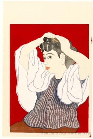 徳力富吉郎: Woman Combing Her Hair - ホノルル美術館