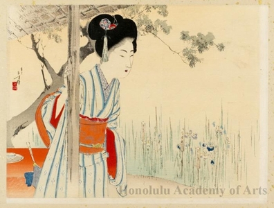 Mizuno Toshikata: Beauty Looking at Irises - Honolulu Museum of Art