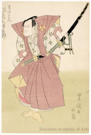 歌川豊国: Bandö Mitsugorö III as Todoroki Dengoemon - ホノルル美術館