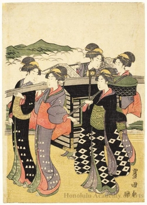歌川豊国: Procession of Women - ホノルル美術館