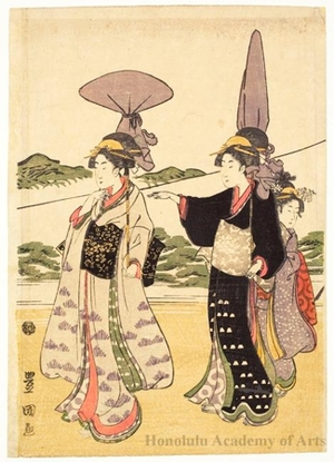 Utagawa Toyokuni I: Woman Carrying Covered Standards - Honolulu Museum of Art