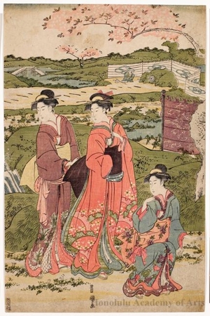 歌川豊国: Cherry Blossom Viewing in the Inner Garden - ホノルル美術館