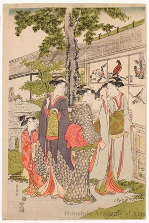 Utagawa Toyokuni I, 歌川豊国 (Utagawa Toyokuni I)による浮世絵「Bird and Flower Teahouse (Kachö Jaya)」