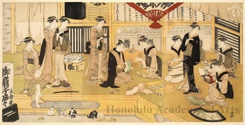 Utagawa Toyokuni I: The Fan Store Eijudö - Honolulu Museum of Art