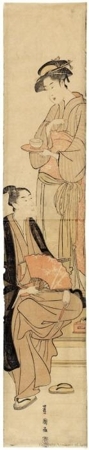 Utagawa Toyokuni I: Teahouse Waitress and Guest - Honolulu Museum of Art