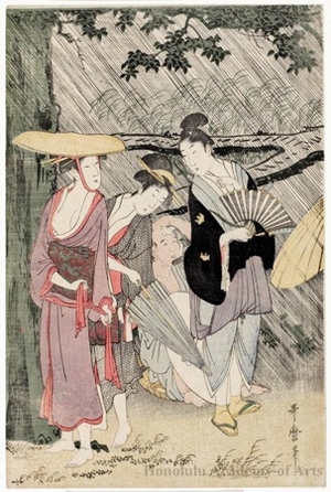 Kitagawa Utamaro: Sheltering from a Sudden Shower - Honolulu Museum of Art