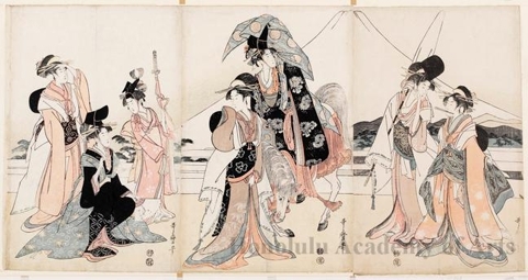 Kitagawa Utamaro: A Parody of Narihira’s Journey to the East - Honolulu Museum of Art