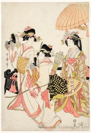 喜多川歌麿: Imperial Women’s Procession - ホノルル美術館