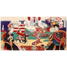 豊原周延: Emperor and Empress at Kabuki - ホノルル美術館