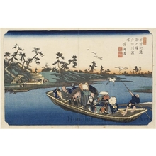 渓斉英泉: The Ferry on the Toda River near Warabi Station - ホノルル美術館