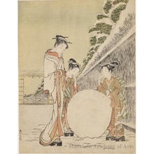 Suzuki Harunobu: Three Women Making Snow Ball (descriptive title) - Honolulu Museum of Art