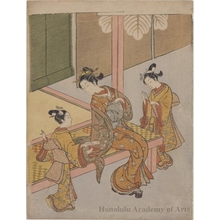 鈴木春信: Courtesan and Kamuro on a Verandah - ホノルル美術館