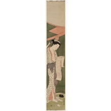 Suzuki Harunobu: A Beauty Reading a Letter Outside Mosquito Netting - Honolulu Museum of Art
