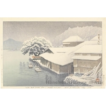 川瀬巴水: Ishinomaki in the Snow - ホノルル美術館