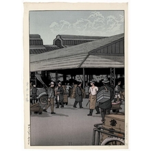 Japanese Print "Central Market" by Kawase Hasui, 川瀬巴水 (Kawase Hasui)