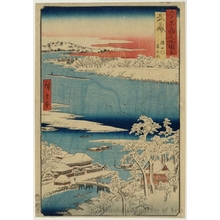 歌川広重: Musashi Province, Sumida River, Snowy Morning - ホノルル美術館