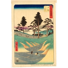 Utagawa Hiroshige: View of Mt. Fuji from the Mountain Road near Totsuka (Station #6) - Honolulu Museum of Art