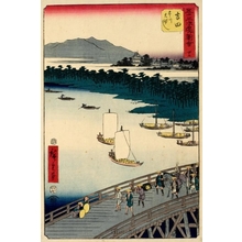 Utagawa Hiroshige: The Great Bridge on the Toyo River near Yoshida (Station #35) - Honolulu Museum of Art