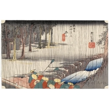 歌川広重: Spring Rain at Tsuchiyama (Station #50) - ホノルル美術館