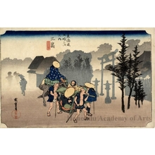 Utagawa Hiroshige: Morning Mist at Mishima (Station #12) - Honolulu Museum of Art