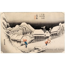 Utagawa Hiroshige: Night Snow at Kambara (Station #16) - Honolulu Museum of Art